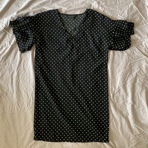 Black with white polka dots Banana Republic dress.